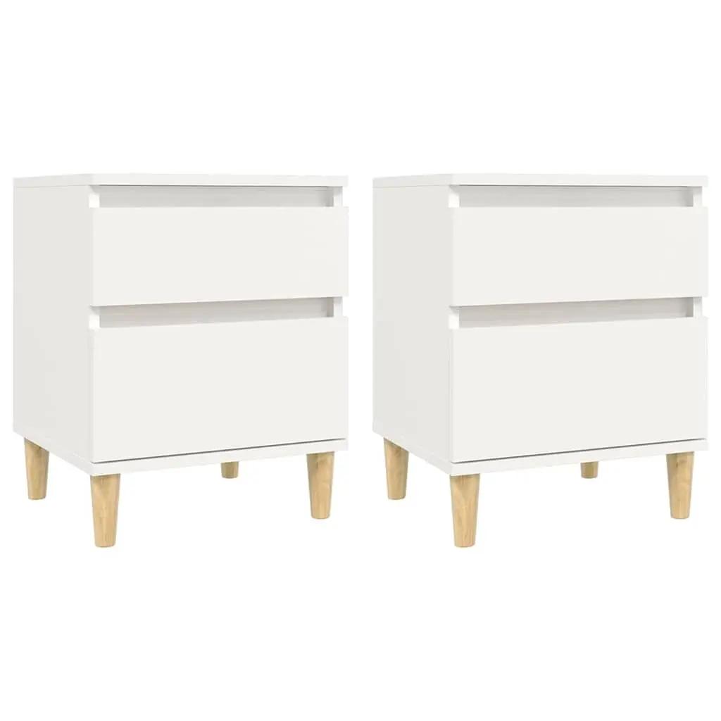 Bedside Cabinets Storage 2 Piece White 40x35x50cm