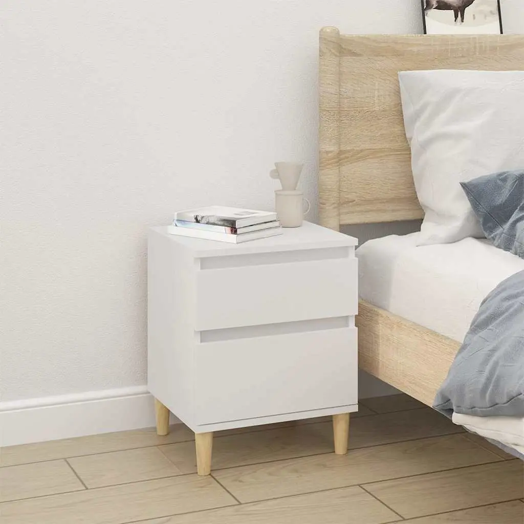 Bedside Cabinets Storage 2 Piece White 40x35x50cm