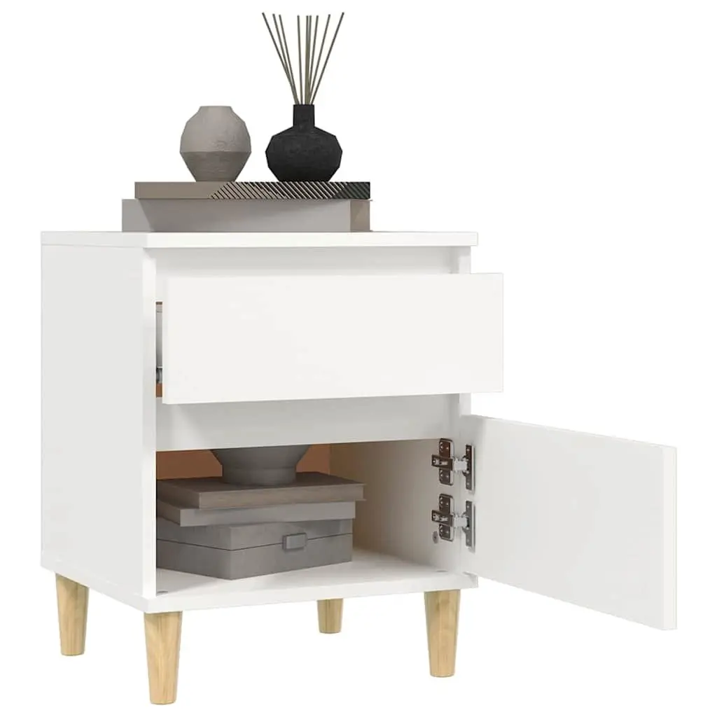 Bedside Cabinets Storage 2 Piece White 40x35x50cm