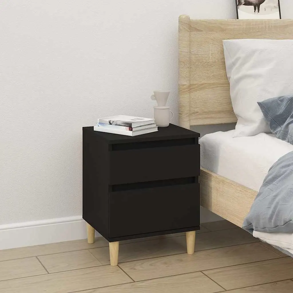 Bedside Cabinets Storage Nightstand 40W x 35D x 50H cm Black 2 Piece