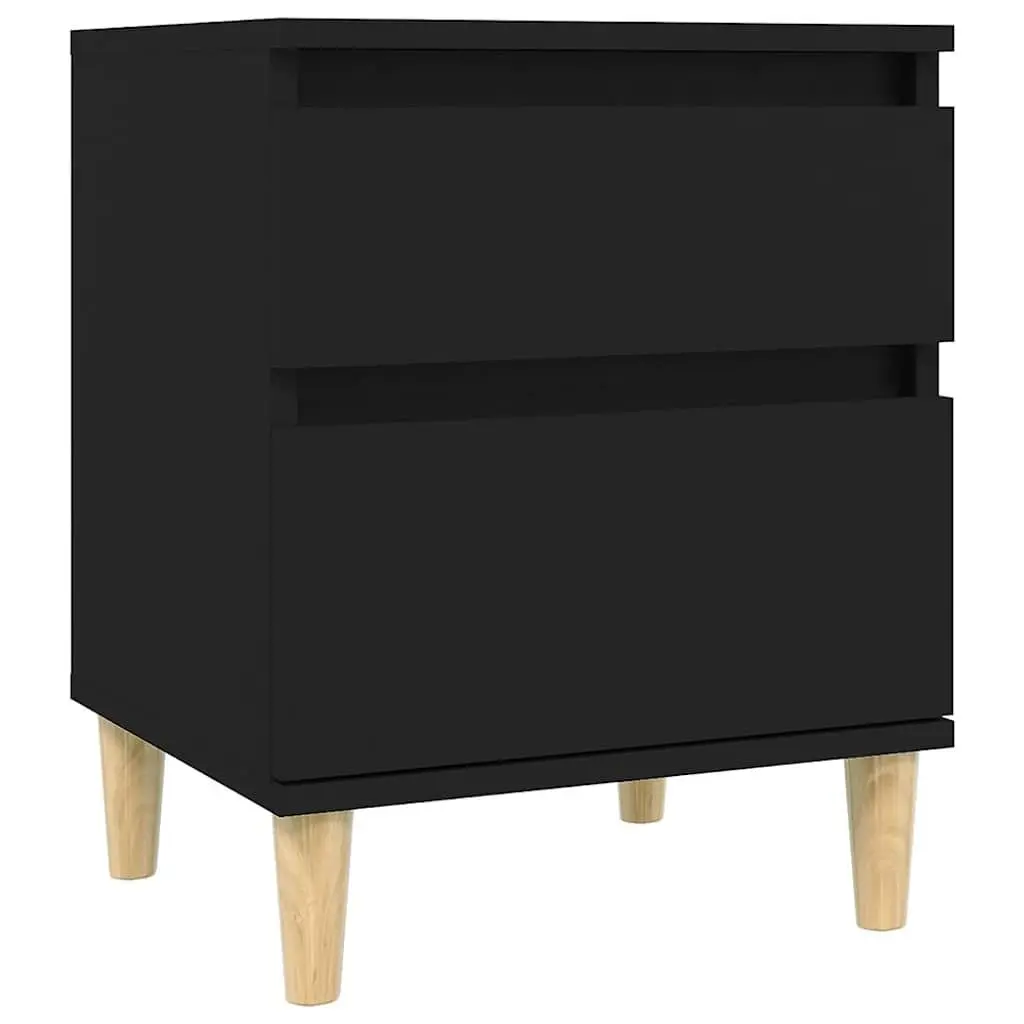 Bedside Cabinets Storage Nightstand 40W x 35D x 50H cm Black 2 Piece