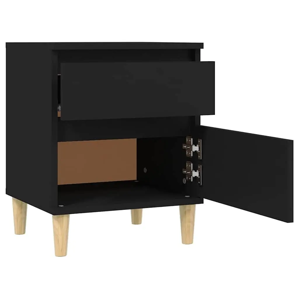 Bedside Cabinets Storage Nightstand 40W x 35D x 50H cm Black 2 Piece
