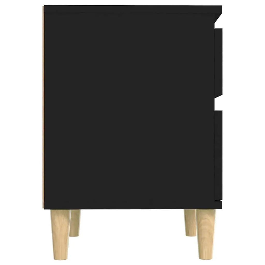 Bedside Cabinets Storage Nightstand 40W x 35D x 50H cm Black 2 Piece