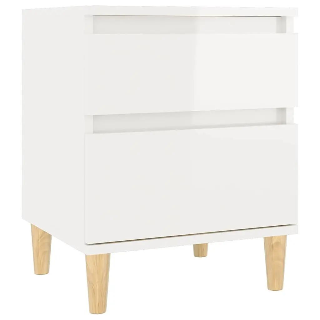 Bedside Cabinet Storage Nightstand 40 x 35 x 50 cm White High Gloss