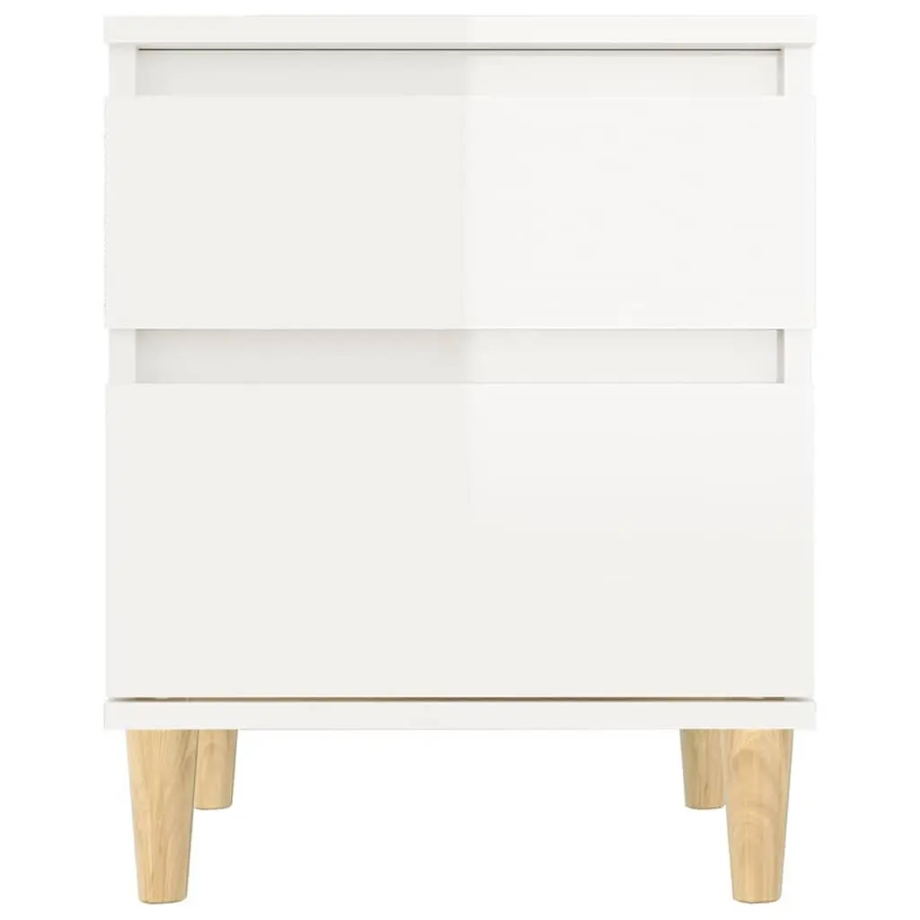 Bedside Cabinet Storage Nightstand 40 x 35 x 50 cm White High Gloss