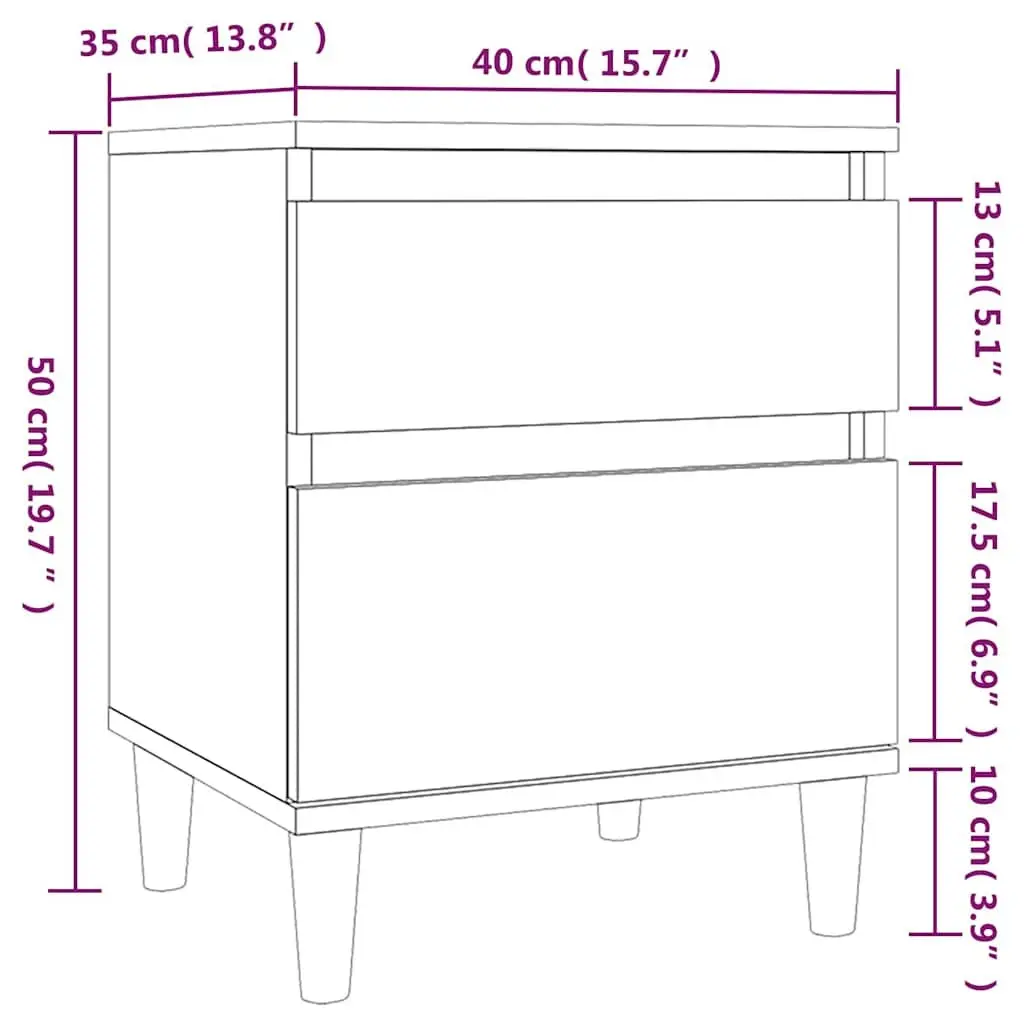 Bedside Cabinet Storage Nightstand 40 x 35 x 50 cm White High Gloss