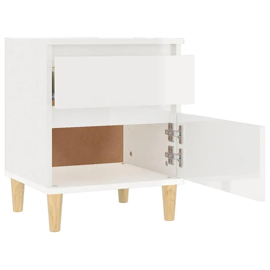 Bedside Cabinet Storage White High Gloss 40x35x50cm Bedroom Nightstand Locker 2 Piece