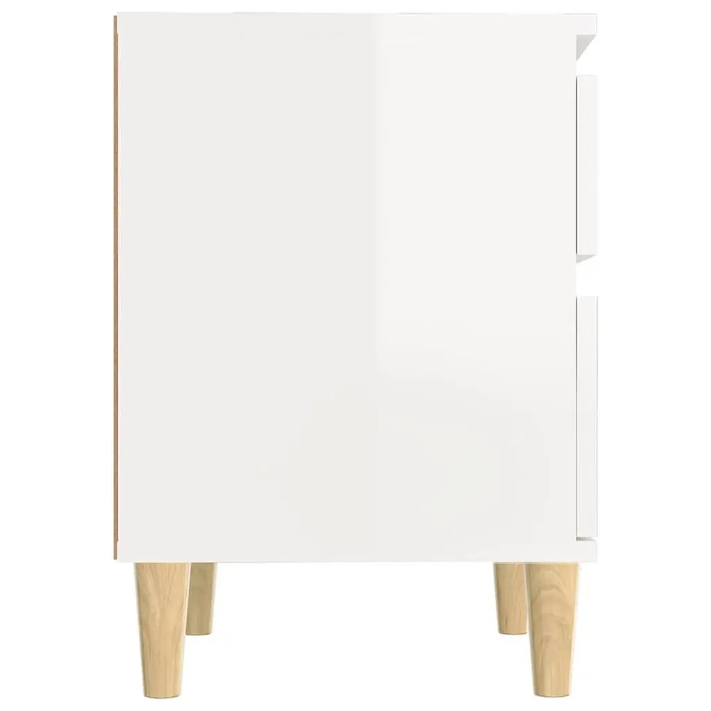 Bedside Cabinet Storage White High Gloss 40x35x50cm Bedroom Nightstand Locker 2 Piece