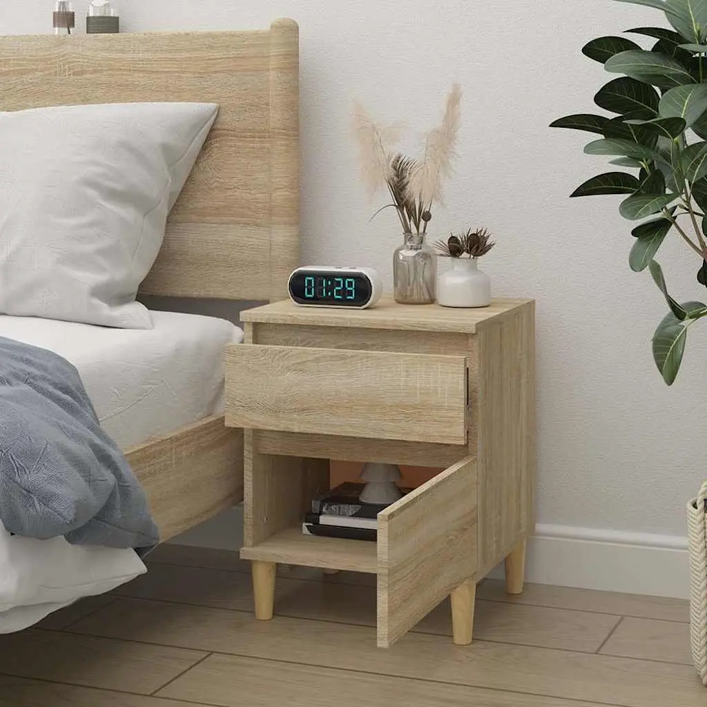 Bedside Cabinet Storage Unit Brown Wooden Nightstand Bedroom Organizer