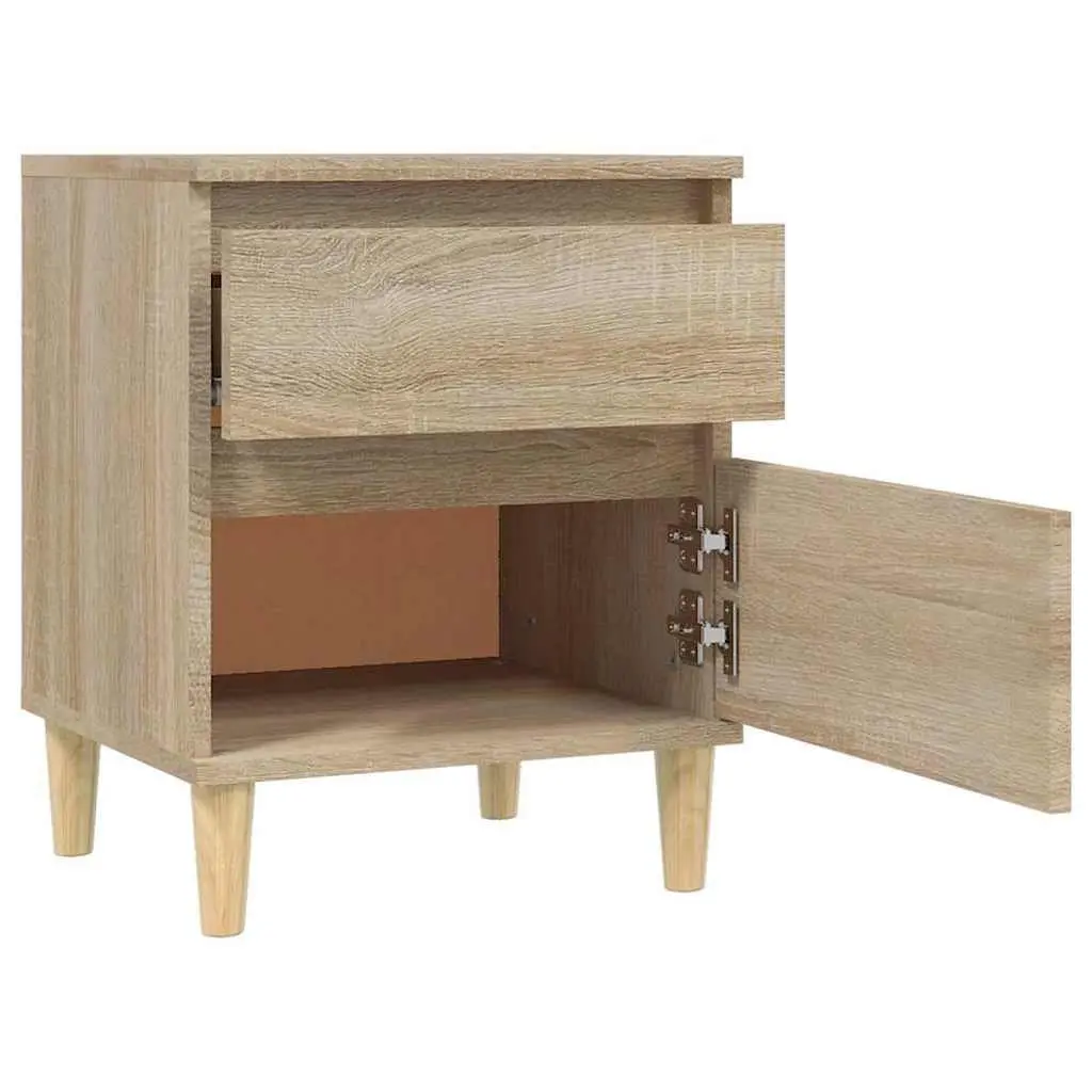 Bedside Cabinet Storage Unit Brown Wooden Nightstand Bedroom Organizer