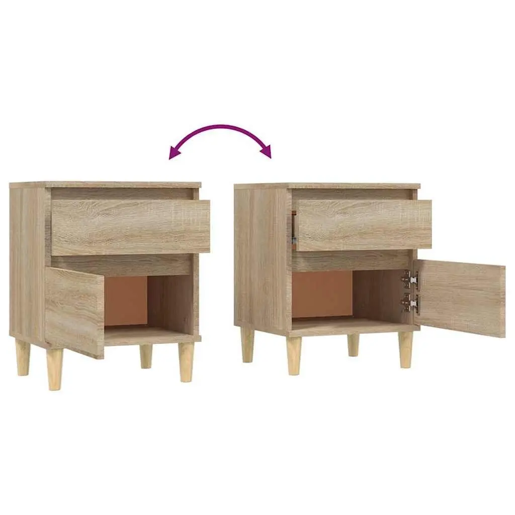 Bedside Cabinet Storage Unit Brown Wooden Nightstand Bedroom Organizer