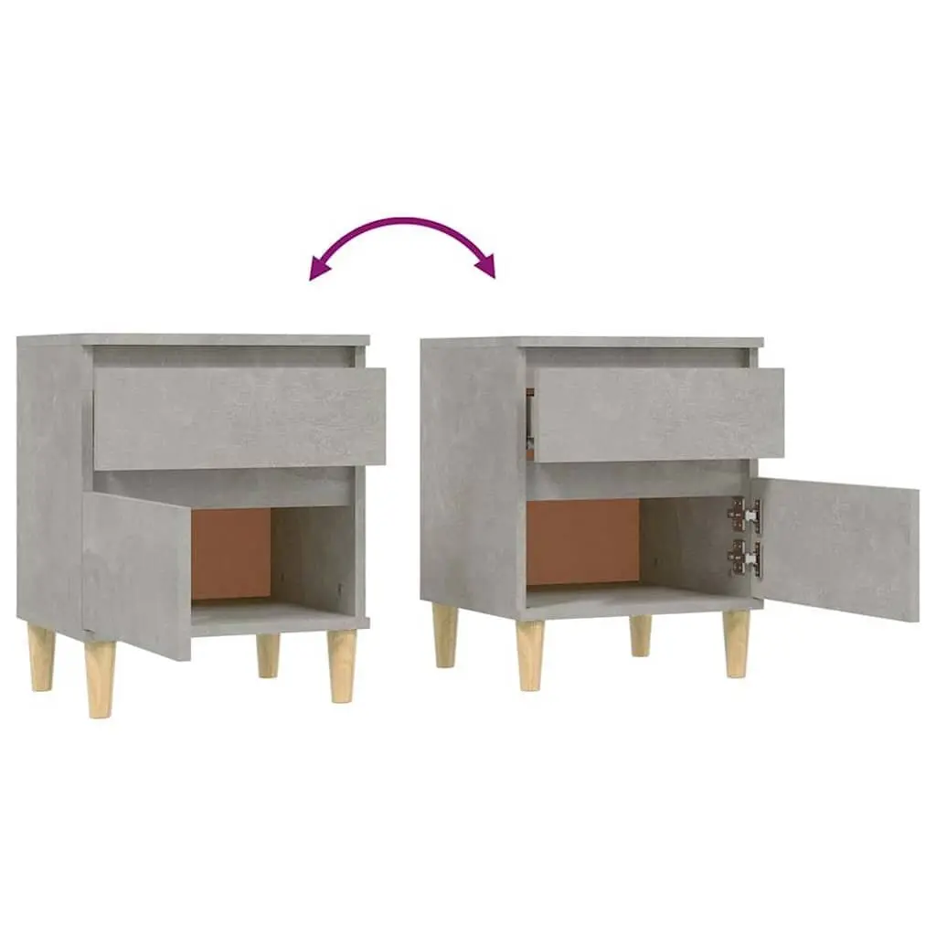 Bedside Cabinets Storage Grey 40x35x50 cm 2 Piece