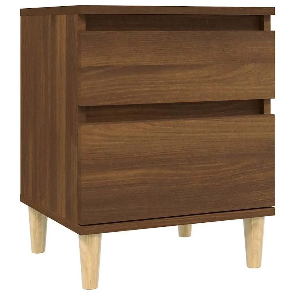 Bedside Tables Storage Cabinets Pair Brown Oak 40x35x50cm