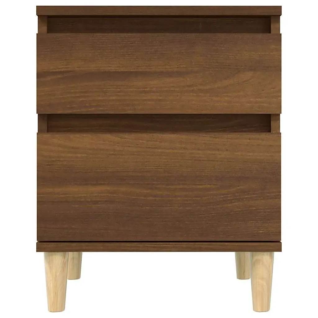 Bedside Tables Storage Cabinets Pair Brown Oak 40x35x50cm