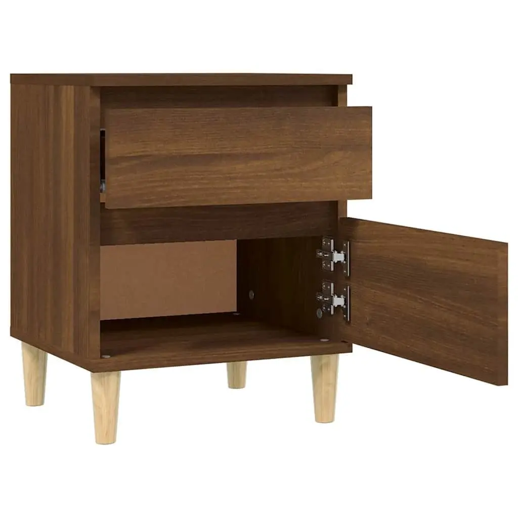 Bedside Tables Storage Cabinets Pair Brown Oak 40x35x50cm