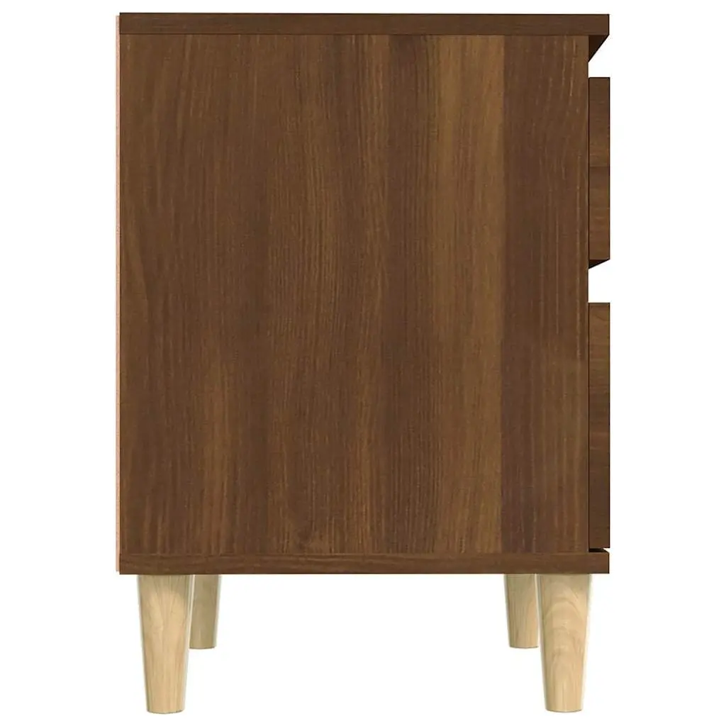 Bedside Tables Storage Cabinets Pair Brown Oak 40x35x50cm