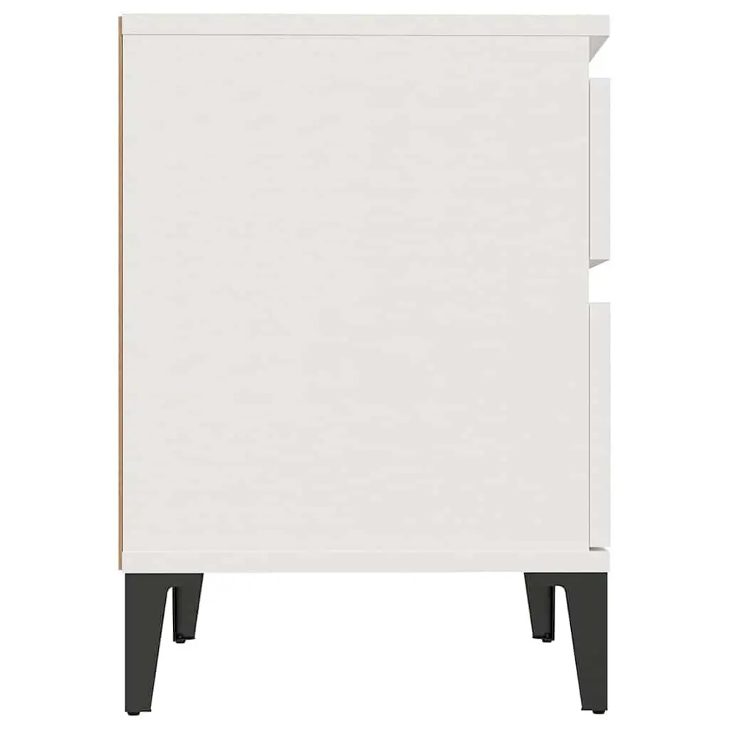 Bedside Cabinets Storage 2 pcs White Engineered Wood Bedroom Nightstands