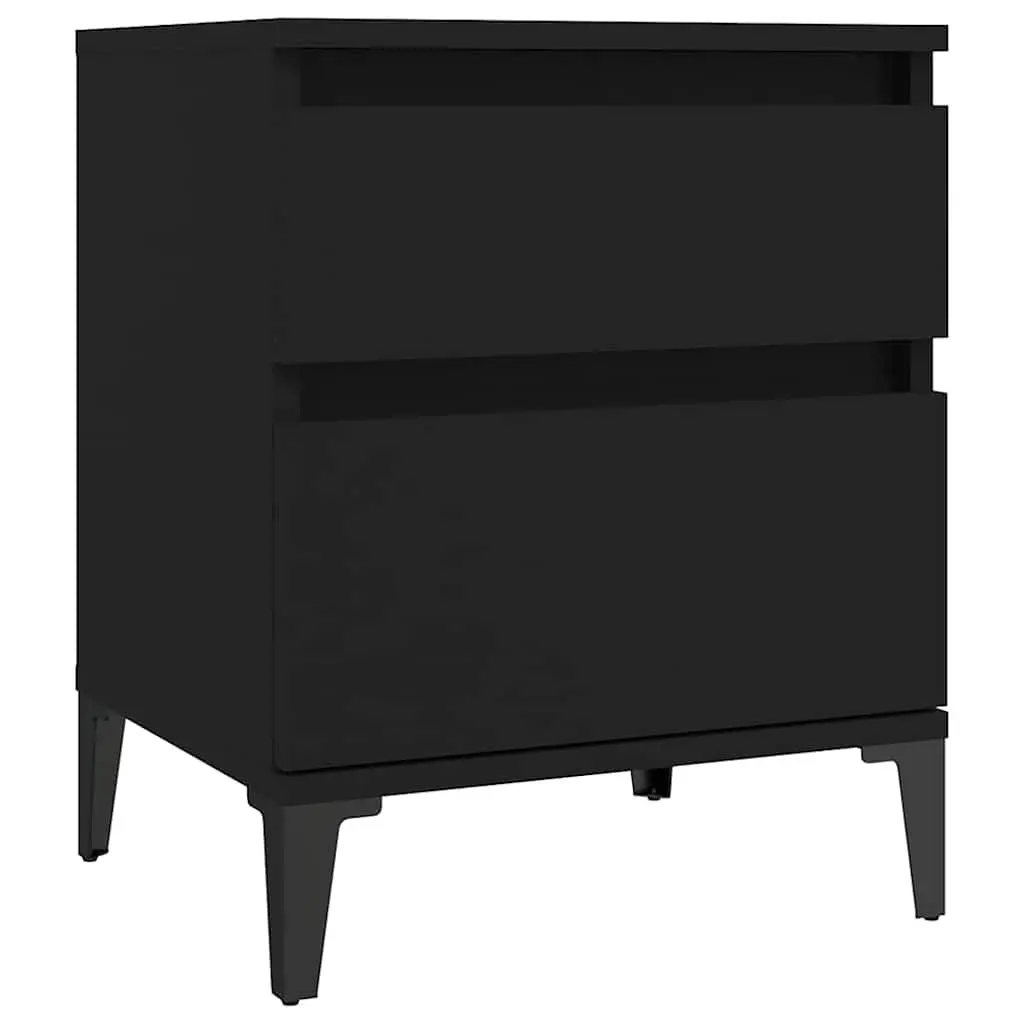 Bedside Cabinets Storage Lockers 2 pcs Black Bedroom Nightstands