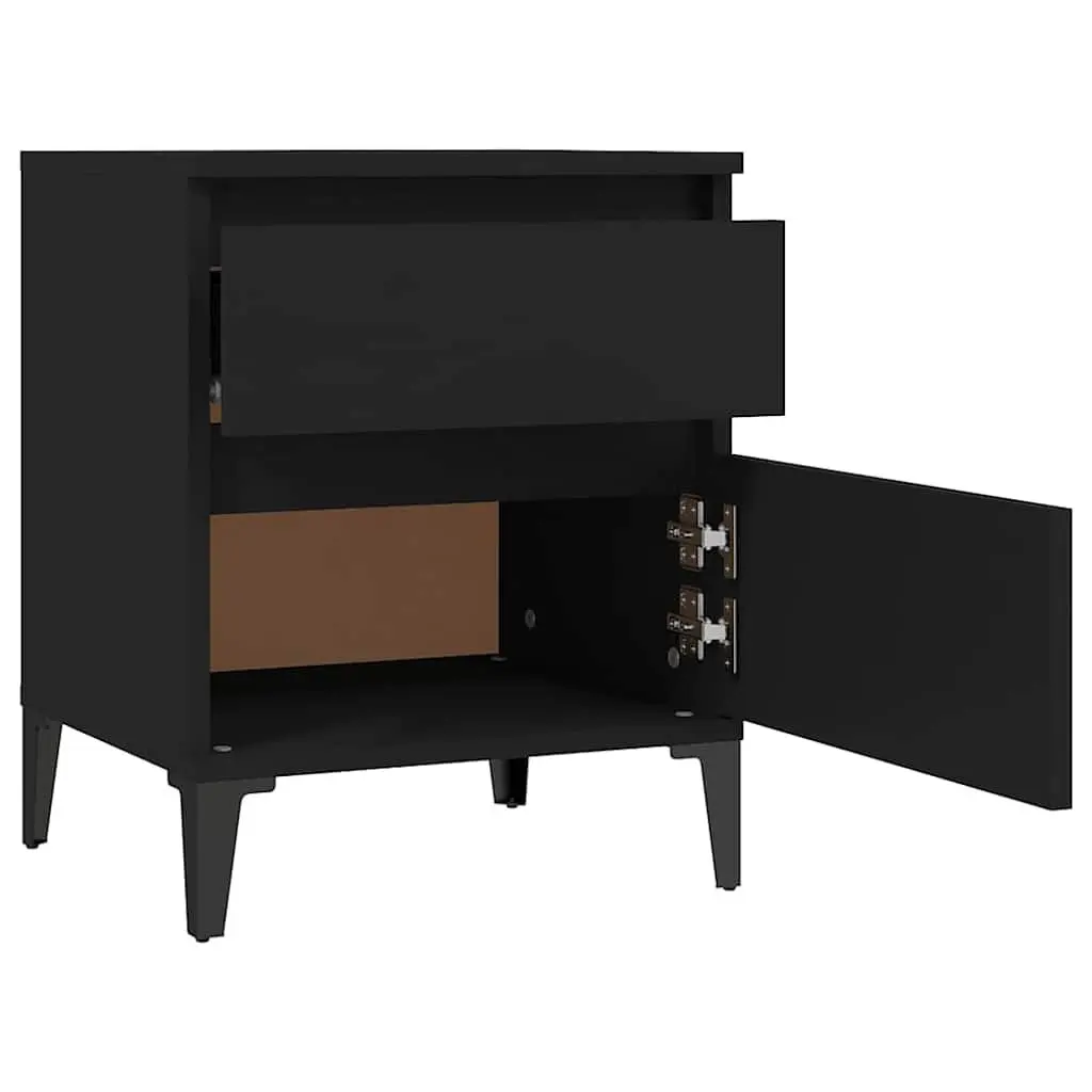 Bedside Cabinets Storage Lockers 2 pcs Black Bedroom Nightstands