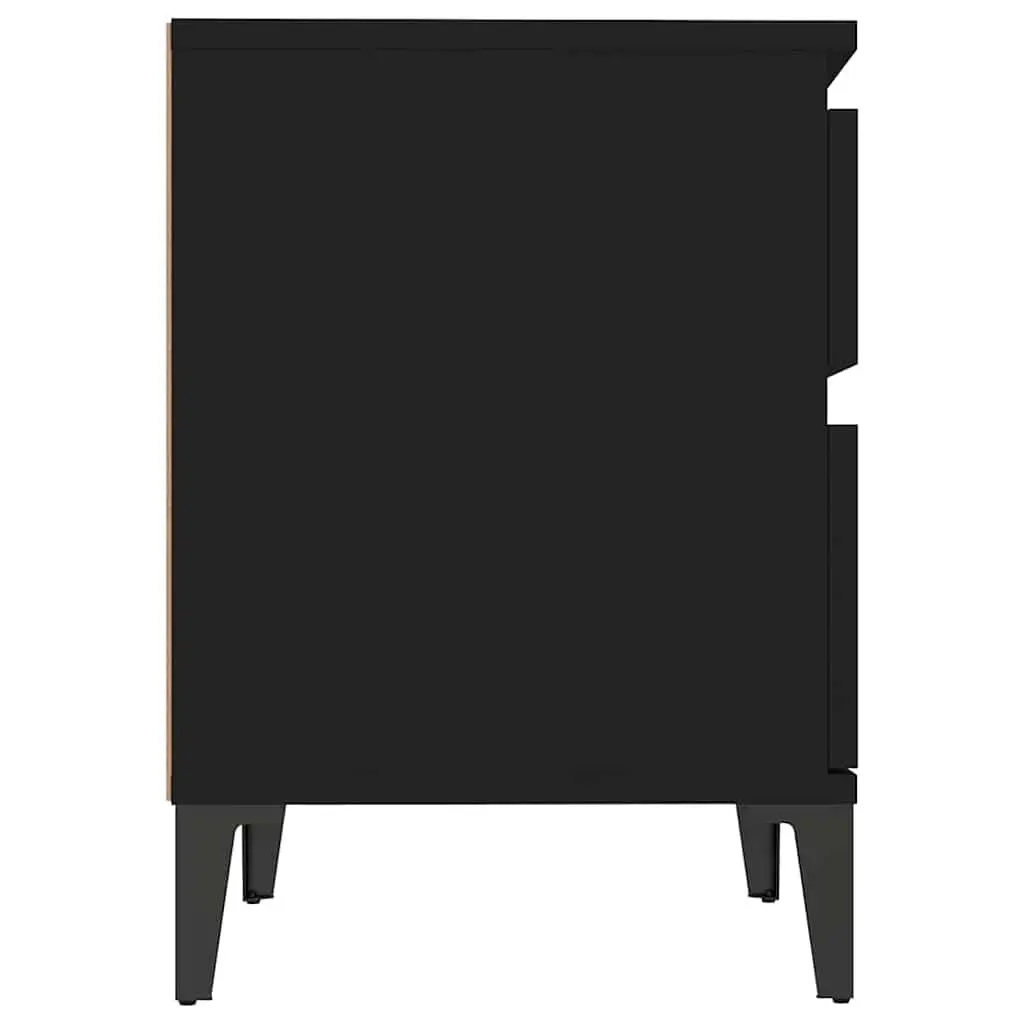 Bedside Cabinets Storage Lockers 2 pcs Black Bedroom Nightstands
