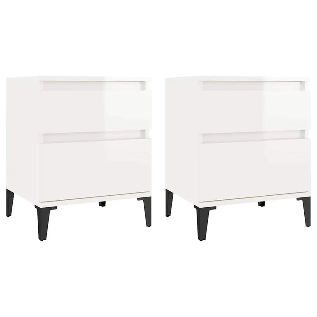 Bedside Cabinets Storage Nightstand Set 2 Piece White 40 x 35 x 50 cm