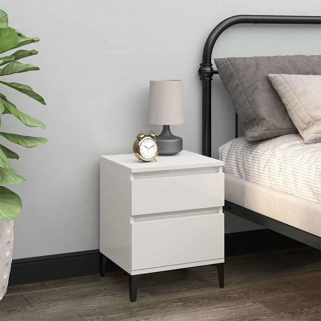 Bedside Cabinets Storage Nightstand Set 2 Piece White 40 x 35 x 50 cm