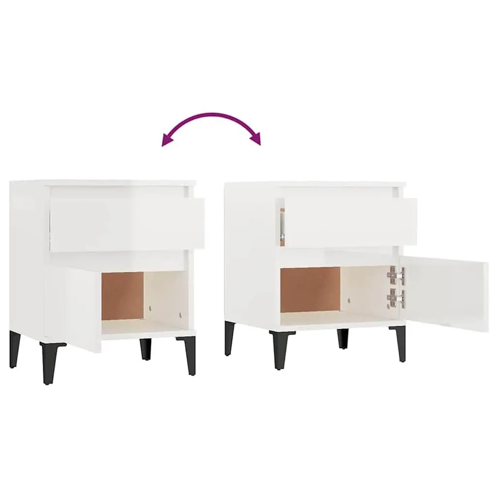 Bedside Cabinets Storage Nightstand Set 2 Piece White 40 x 35 x 50 cm