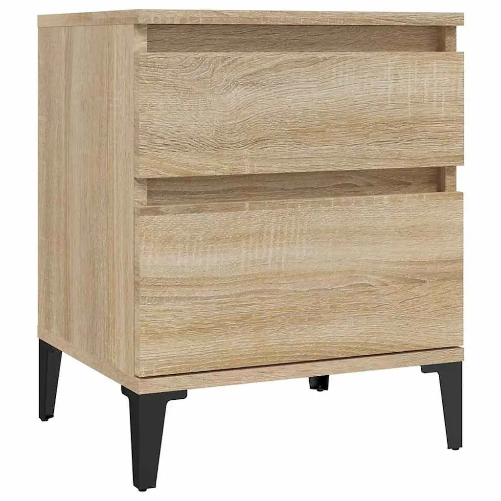 Bedside Cabinet Storage Organizer Brown Wooden Nightstand Side Table 40 x 35 x 50 cm