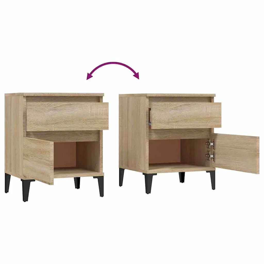 Bedside Cabinet Storage Organizer Brown Wooden Nightstand Side Table 40 x 35 x 50 cm