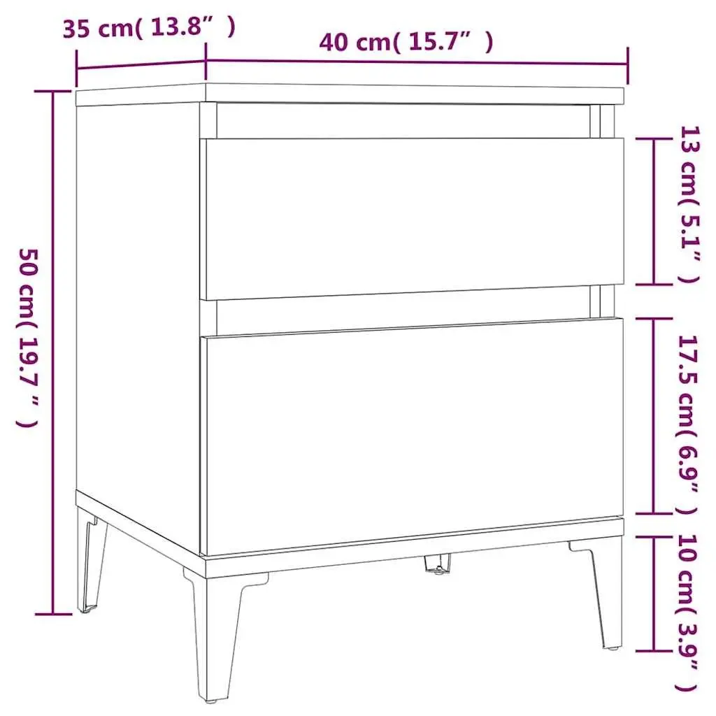 Bedside Cabinet Storage Organizer Brown Wooden Nightstand Side Table 40 x 35 x 50 cm