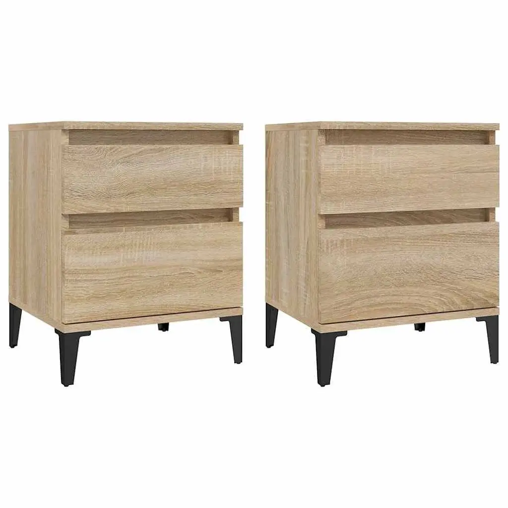 Bedside Cabinets Storage Set of 2 Brown 40x35x50cm Nightstands for Bedroom