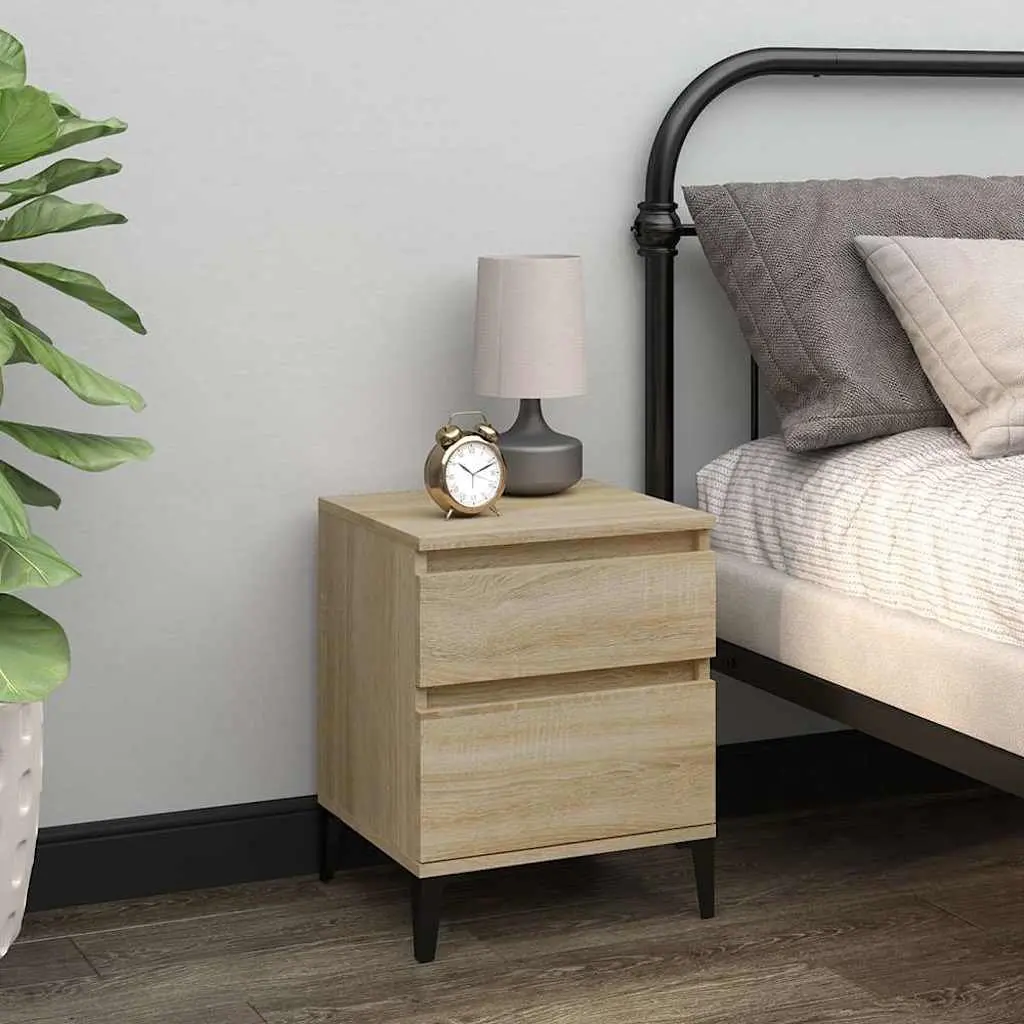Bedside Cabinets Storage Set of 2 Brown 40x35x50cm Nightstands for Bedroom