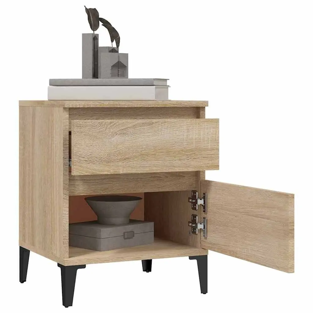 Bedside Cabinets Storage Set of 2 Brown 40x35x50cm Nightstands for Bedroom