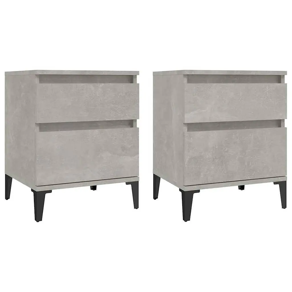 Bedside Cabinets Grey Storage Furniture Nightstand Organiser Units 2 Piece