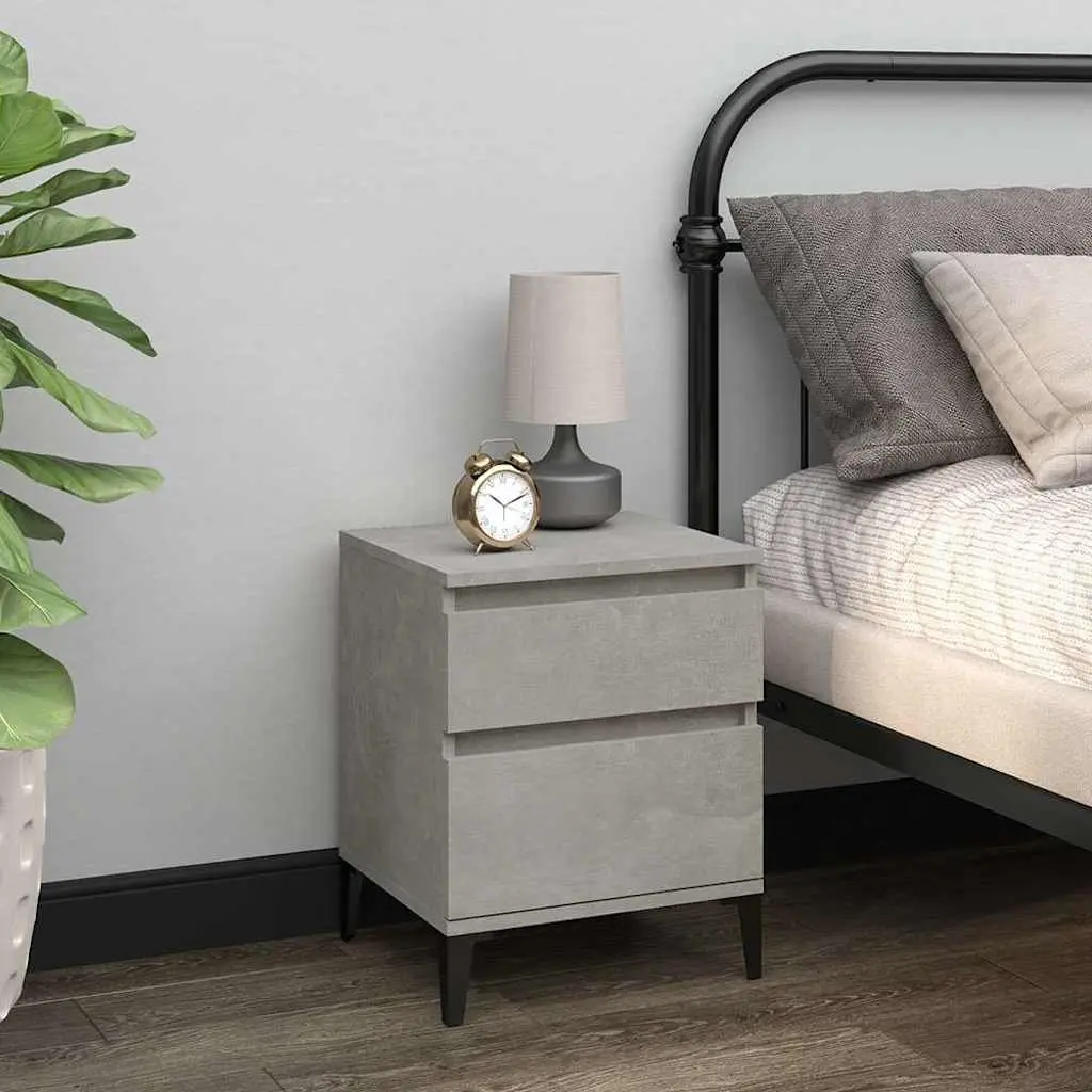 Bedside Cabinets Grey Storage Furniture Nightstand Organiser Units 2 Piece