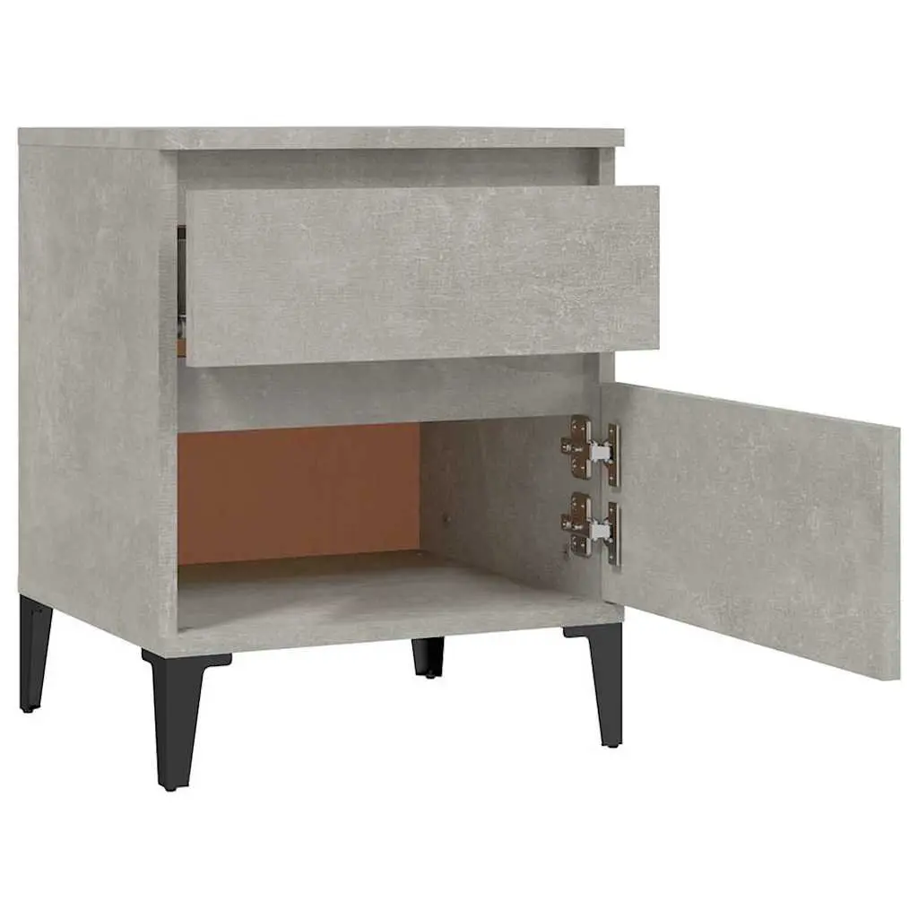 Bedside Cabinets Grey Storage Furniture Nightstand Organiser Units 2 Piece