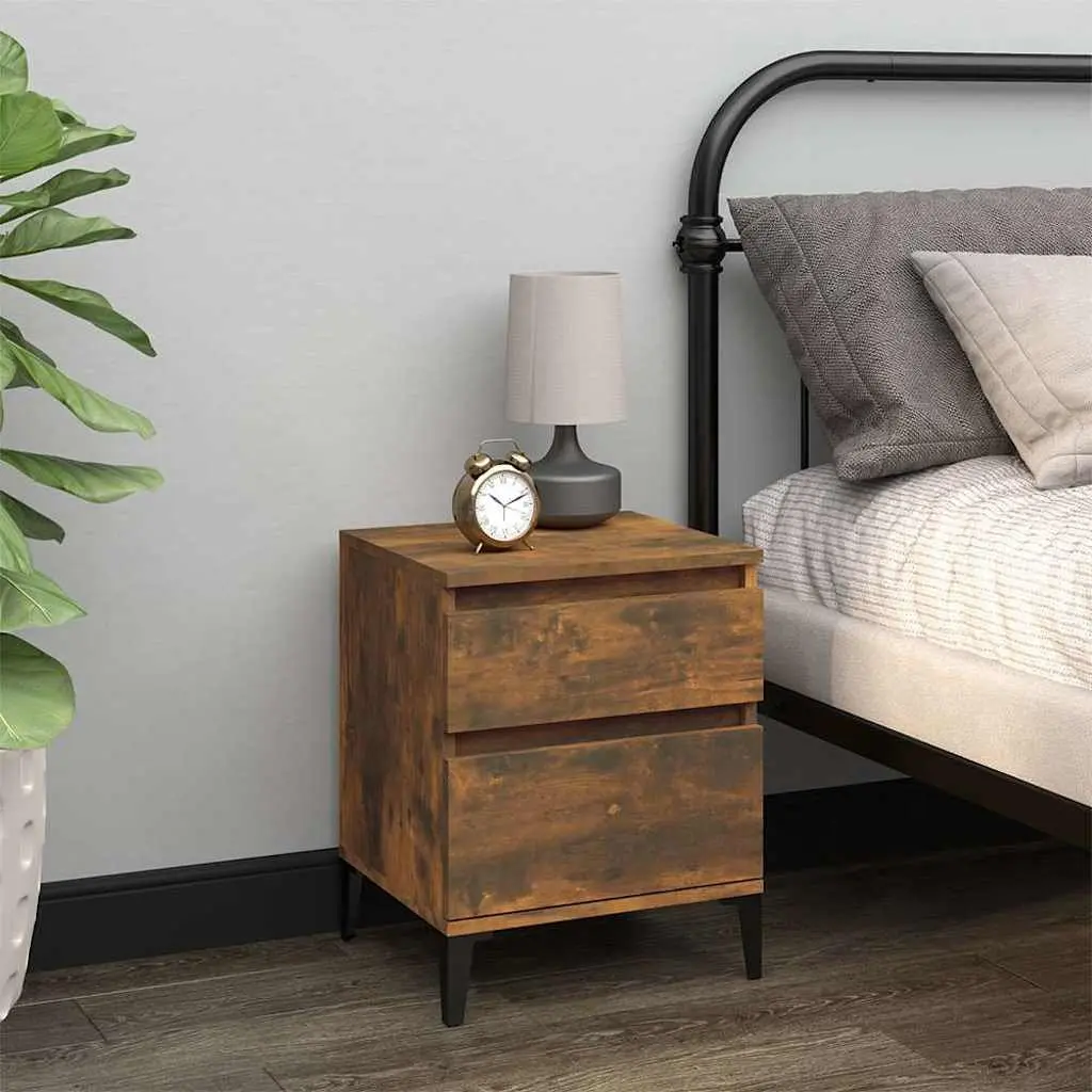 Bedside Table Storage Cabinet 40x35x50cm Brown Engineered Wood Nightstand Pair
