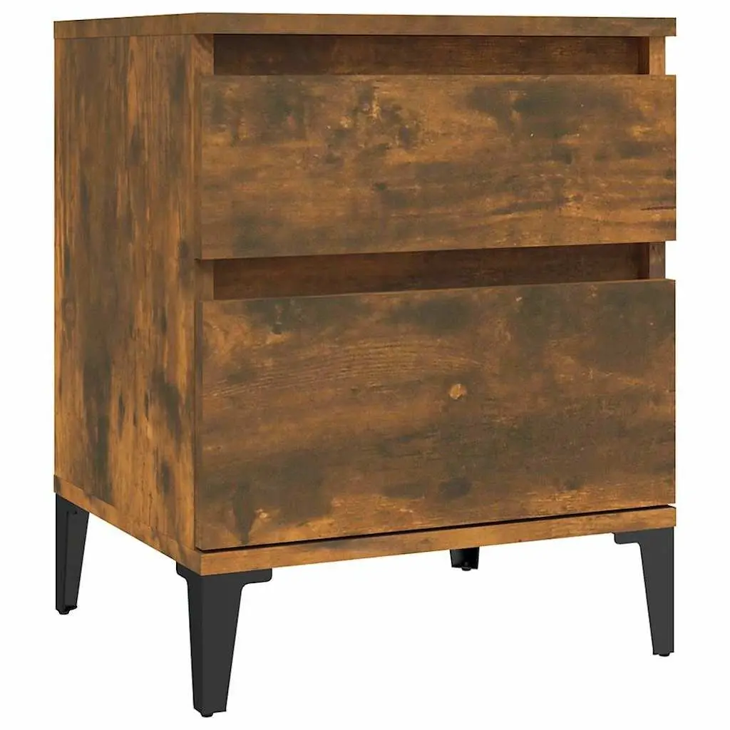 Bedside Table Storage Cabinet 40x35x50cm Brown Engineered Wood Nightstand Pair