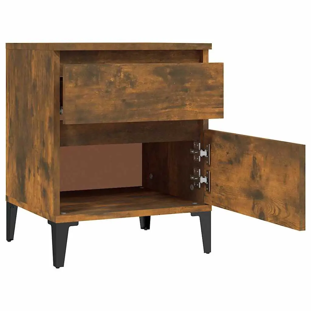 Bedside Table Storage Cabinet 40x35x50cm Brown Engineered Wood Nightstand Pair