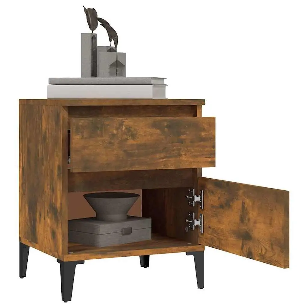 Bedside Table Storage Cabinet 40x35x50cm Brown Engineered Wood Nightstand Pair
