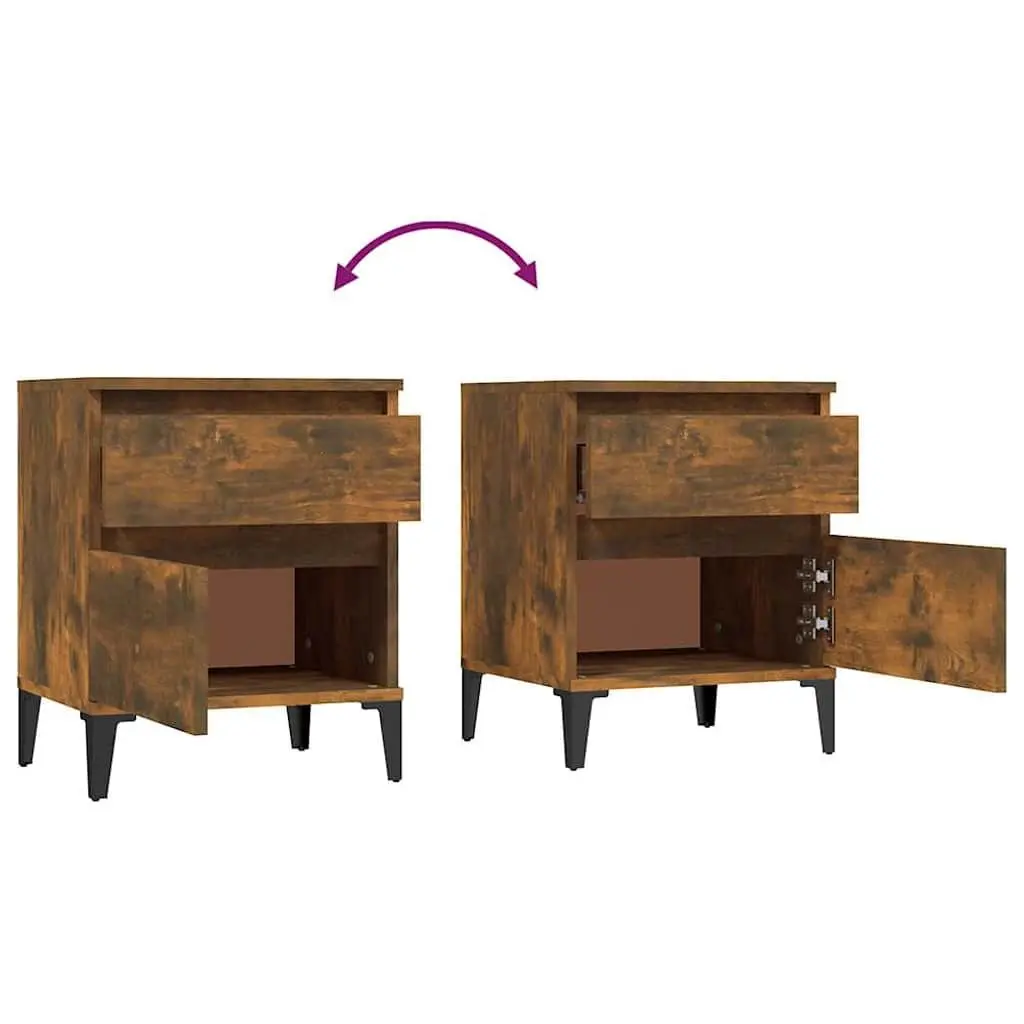 Bedside Table Storage Cabinet 40x35x50cm Brown Engineered Wood Nightstand Pair