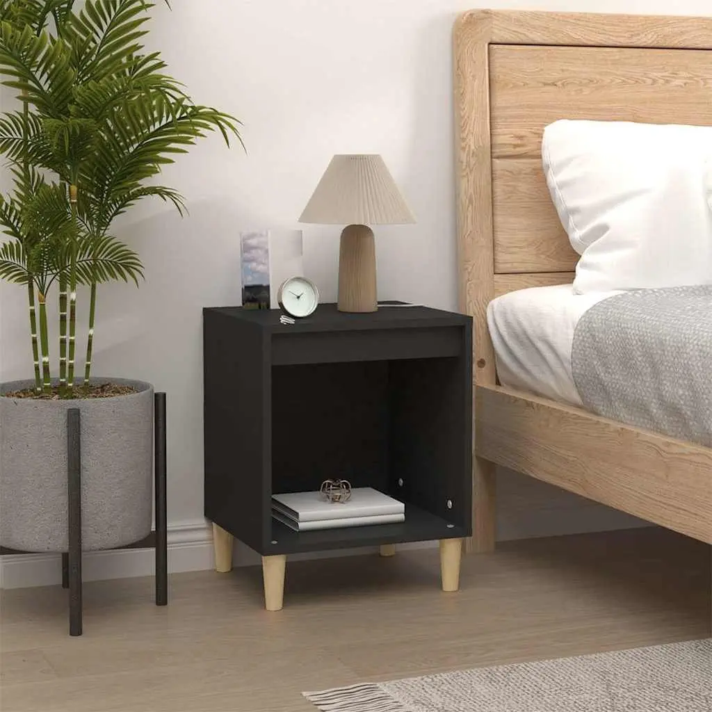 Bedside Cabinets 2 pcs Black Nightstand Storage Bedroom Side Tables 40x35x50cm