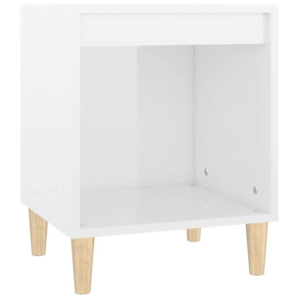 Bedside Cabinet Storage White High Gloss Engineered Wood 40 x 35 x 50 cm