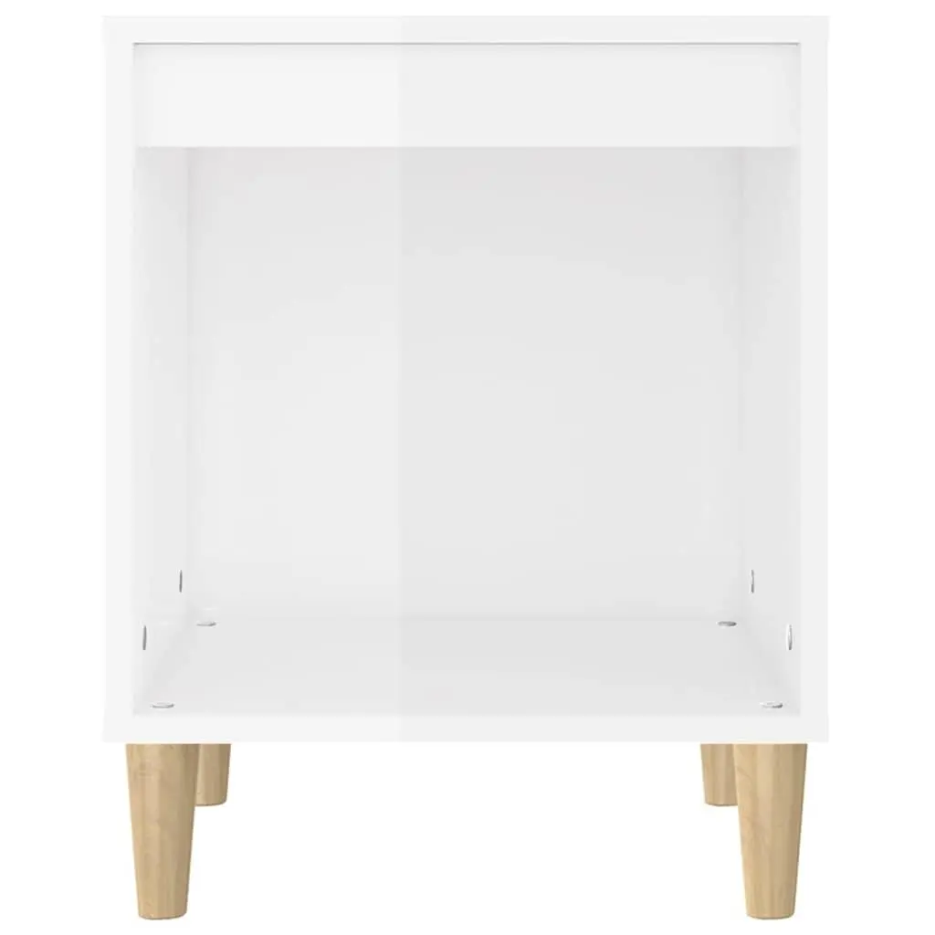 Bedside Cabinet Storage White High Gloss Engineered Wood 40 x 35 x 50 cm