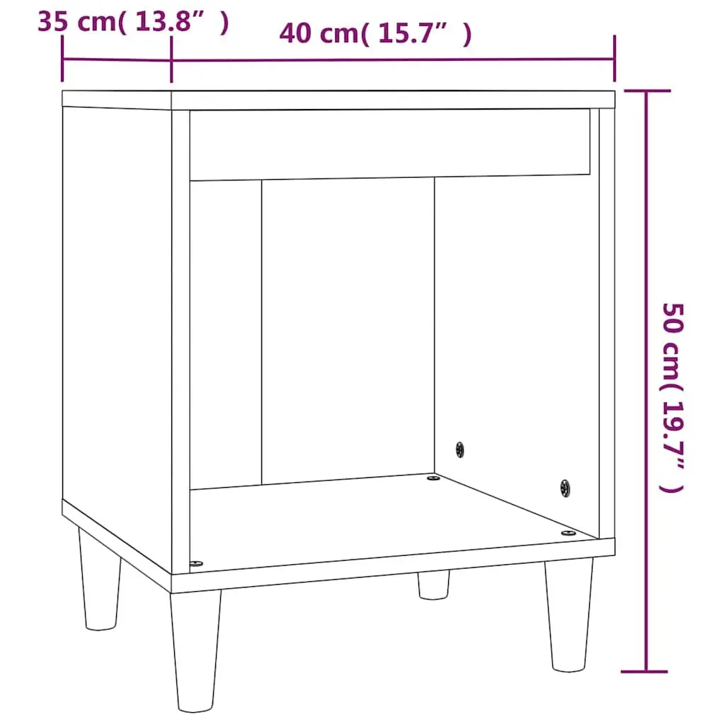 Bedside Cabinet Storage White High Gloss Engineered Wood 40 x 35 x 50 cm