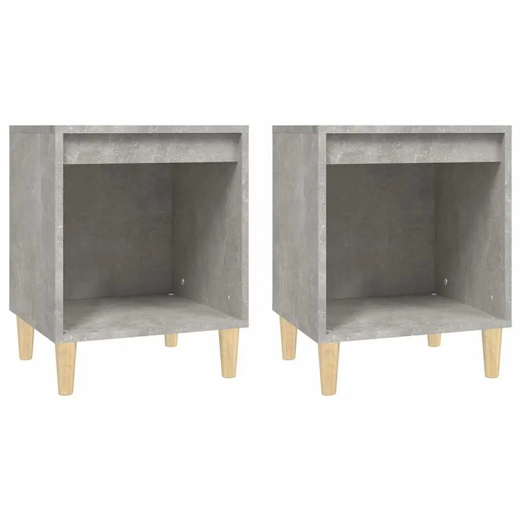 Bedside Cabinets Grey Storage Tables 40L x 35W x 50H cm 2 Piece Bedroom Furniture