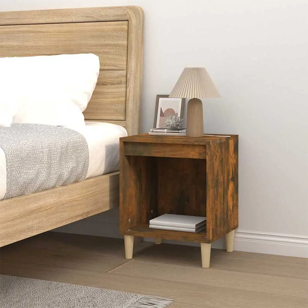 Brown Wood Bedside Cabinet with Storage Solutions