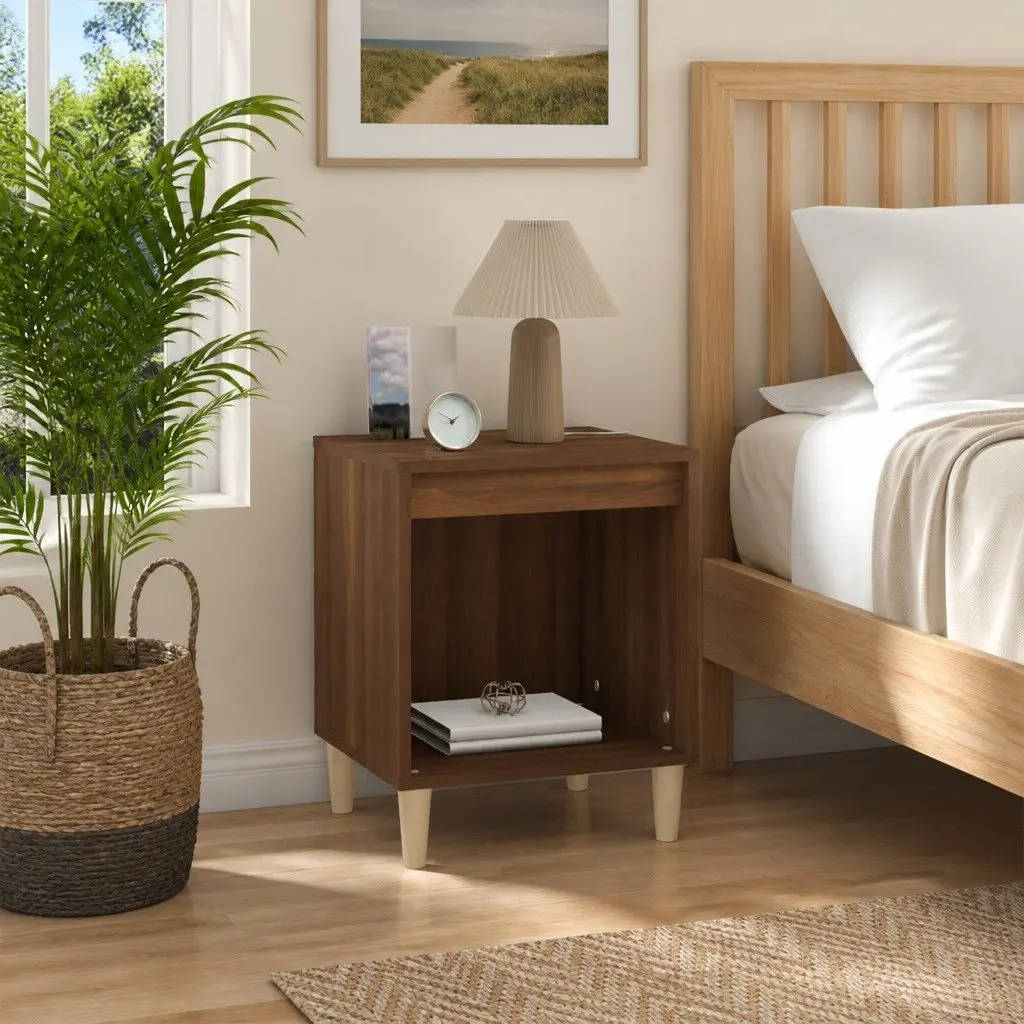 Bedside Table Storage Engineered Wood Brown Oak 40x35x50 cm