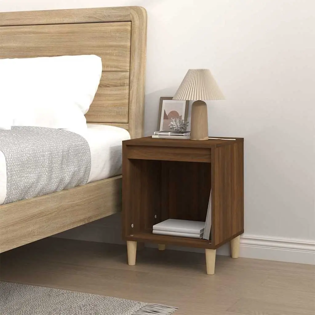 Bedside Table Storage Engineered Wood Brown Oak 40x35x50 cm