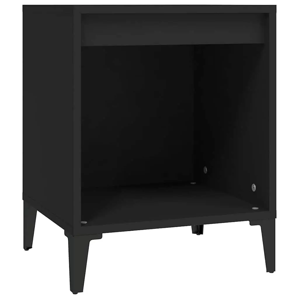 Black Bedside Cabinets Storage Organiser 40x35x50 cm Bedroom Furniture 2 Piece